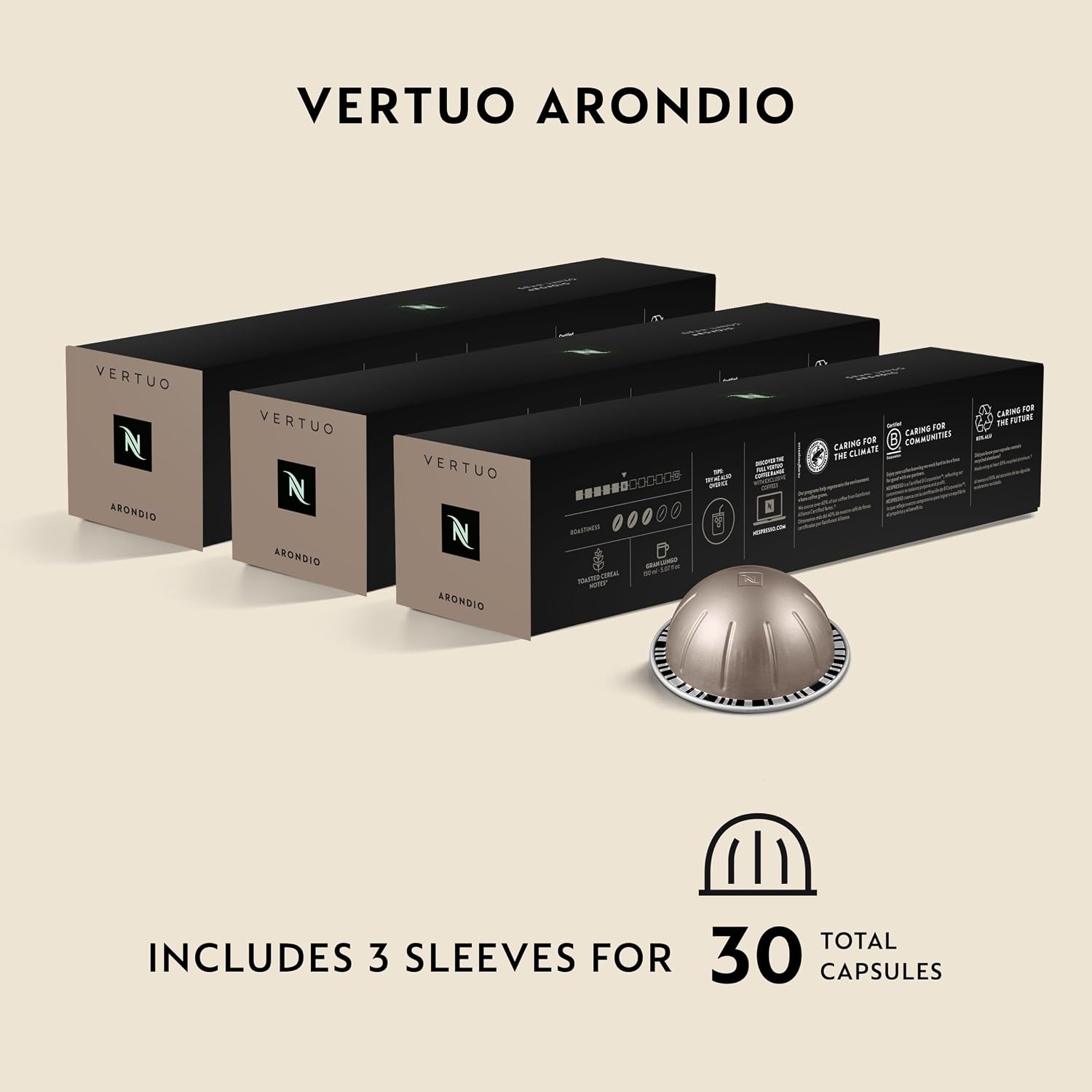 Nespresso Vertuo, Arondio Gran Lungo Americano, 30-Count Coffee Pods