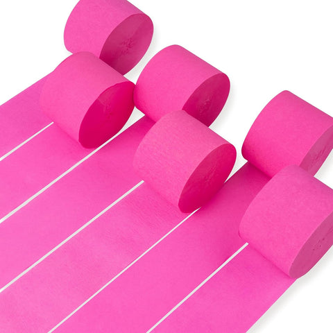 PartyWoo Hot Pink Crepe Paper Streamers 6pcs 492 FT Hot Pink Streamers