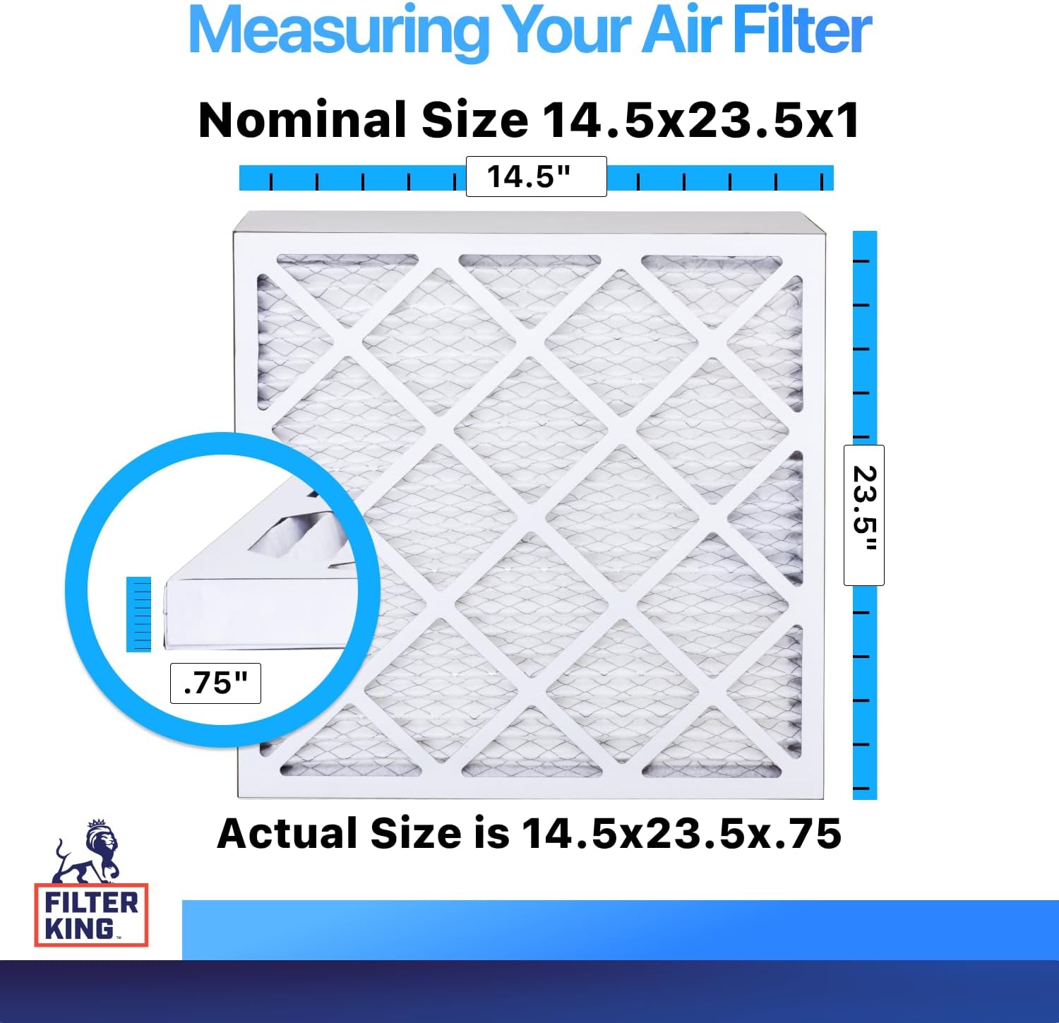 Filter King 14.5x23.5x1 Air Filter MERV 8, AC Furnace Filters (3-Pack)
