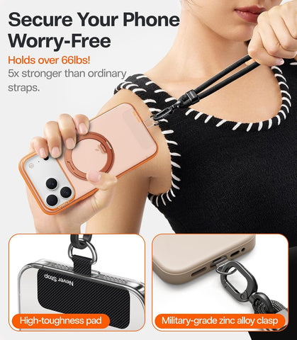 TORRAS Phone Lanyard Crossbody, Adjustable Anti-Theft Neck Strap, Black
