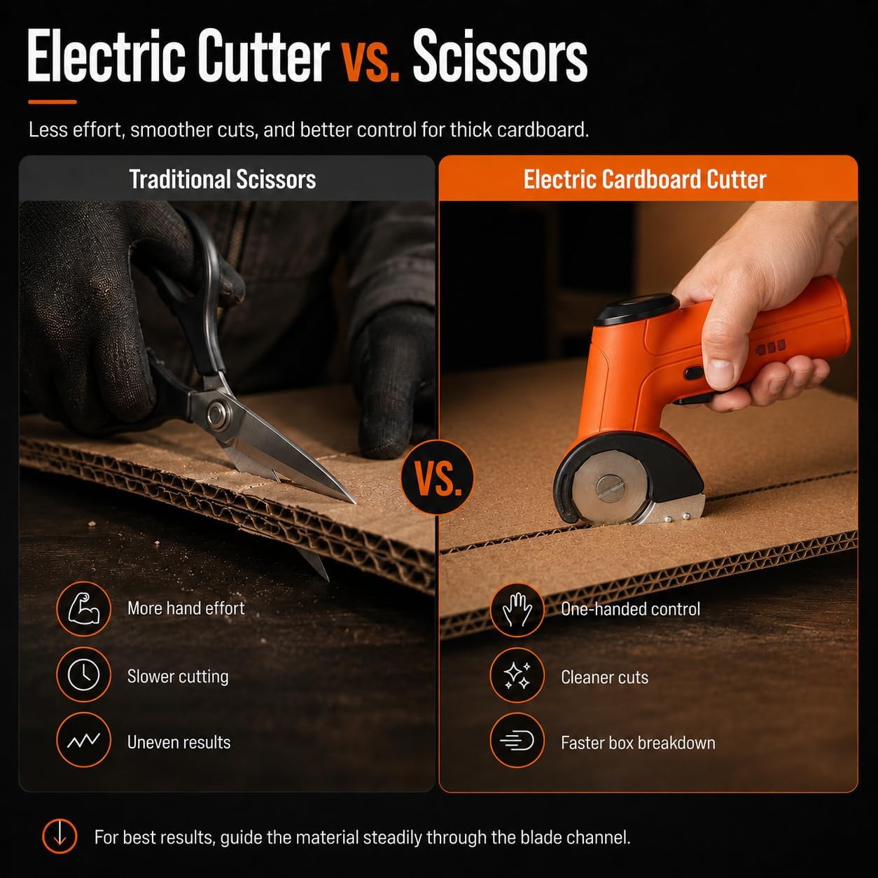 3/8" Electric Cardboard Cutter, Cordless Box Cutter, Orange