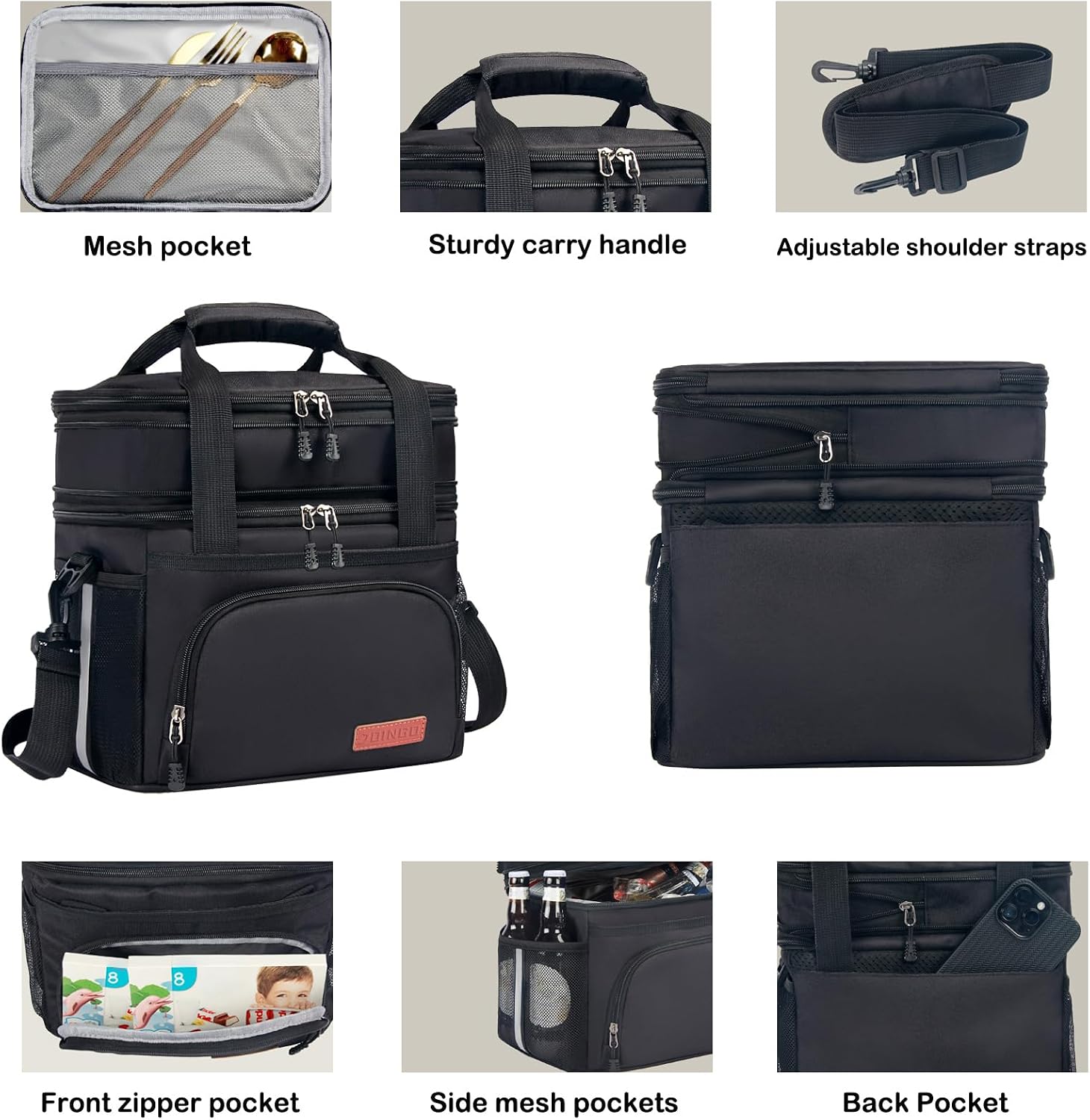 JOINGO Tactical Lunch Box for Men/Women, 16L Expandable Insulated Lunch Bag
