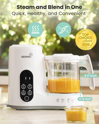 Grownsy Baby Food Maker, Steamer & Blender Baby Food Processor, White