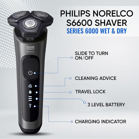 Philips Electric Shavers for Men, Rechargeable Wet/Dry Electric Shaver with SenseIQ Technology, Cordless Electric Razors for Men with Pop-up Trimmer, Travel Case