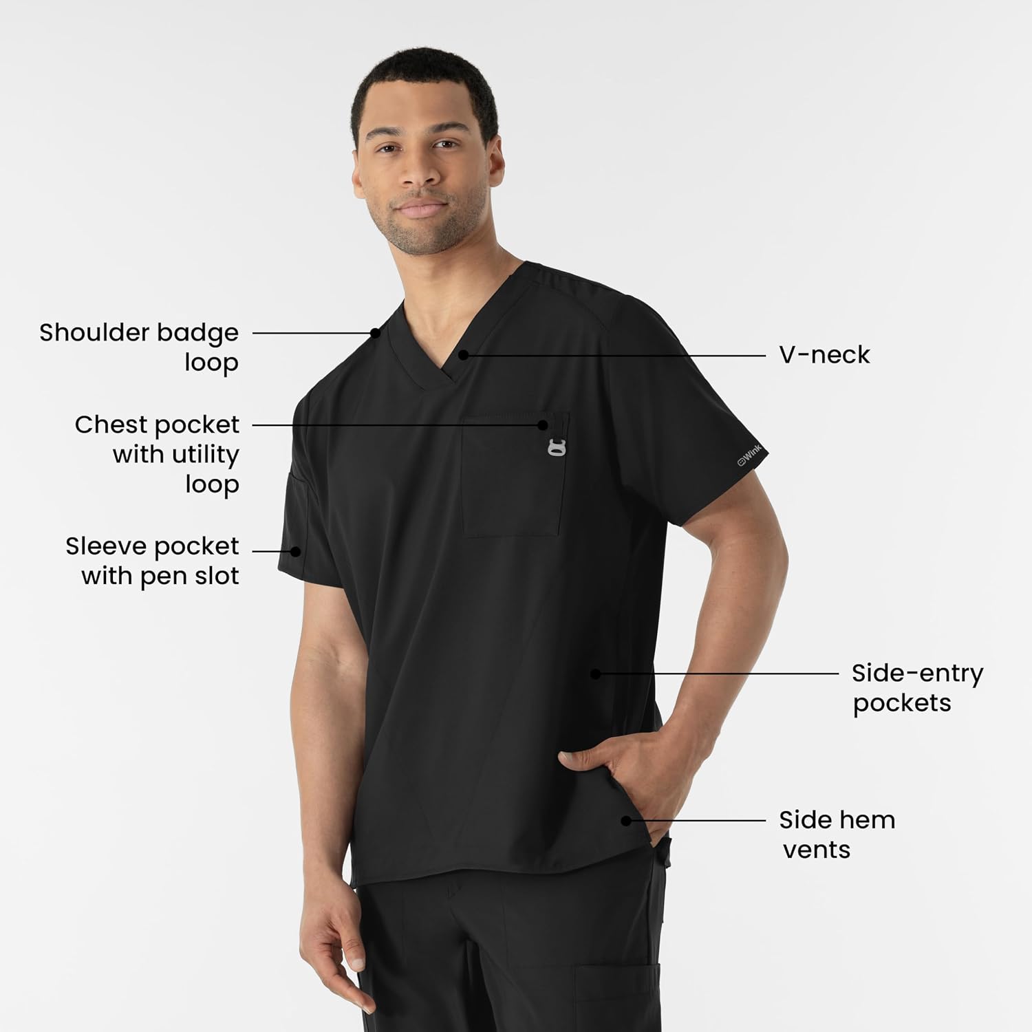 WINK W123 Men's V-Neck Scrub Top