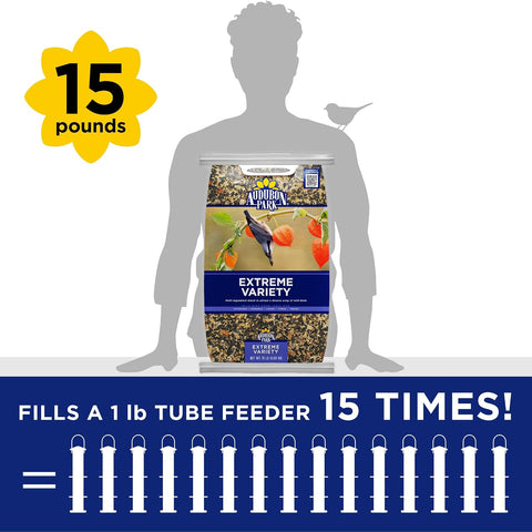 Audubon Park Extreme Variety Wild Bird Seed for Outside Feeders, 15-lb. Bag