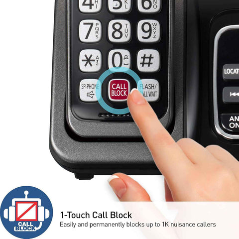 Panasonic Cordless Phone with Answering Machine, Advanced Call Block, Bilingual Caller ID and High-Contrast Display, Expandable System with 1 Handset Cordless Telephone - KX-TGD830M (Metallic Black)