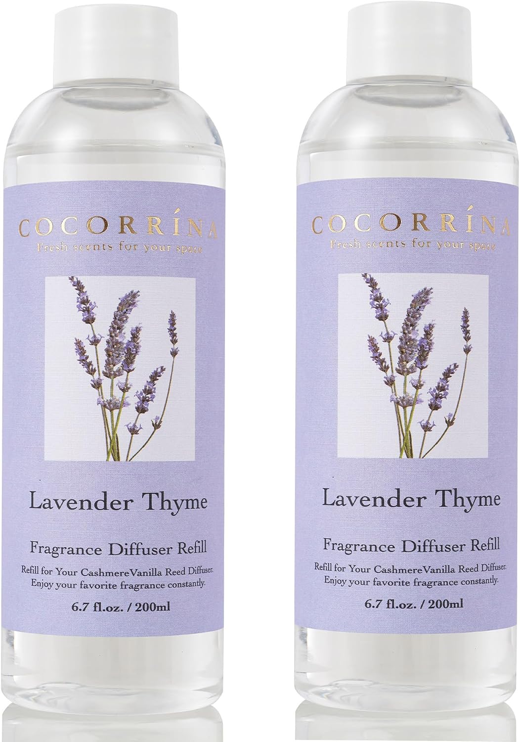 Cocorrína Reed Diffuser Refill - Lavender Thyme 6.7 oz / 2 Packs Reed Diffuser Oil Refill