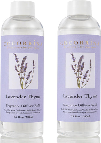 Cocorrína Reed Diffuser Refill - Lavender Thyme 6.7 oz / 2 Packs Reed Diffuser Oil Refill