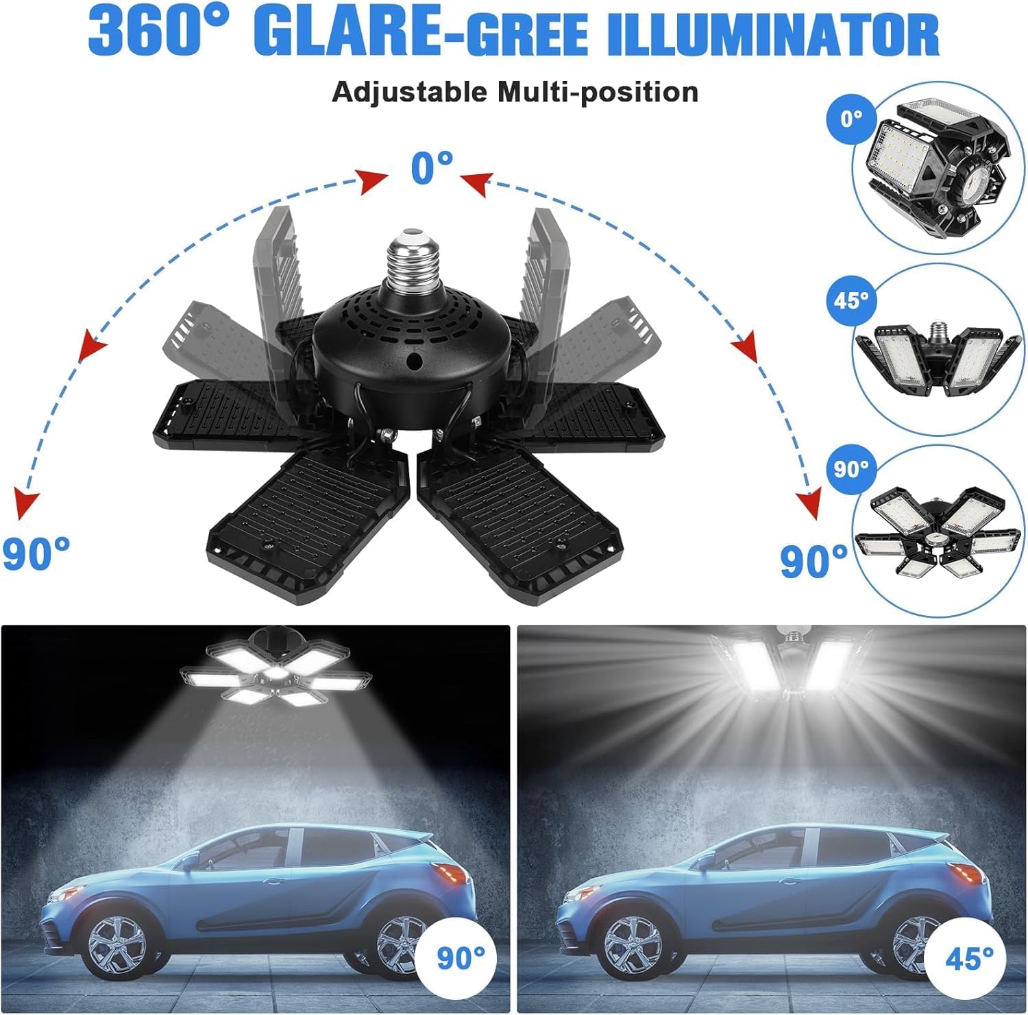 Aoretic LED Garage Lights 180W 18000LM 6500K, 2 Pack