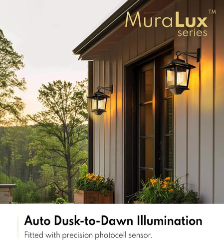 PASAMIC 2 Pack Solar Wall Lanterns,Outdoor Hanging Lights with 4 Solar Panels,Dusk to Dawn Led Outdoor Wall Sconce, Anti-Rust Waterproof Lanterns with Hooks,3000K Warm White