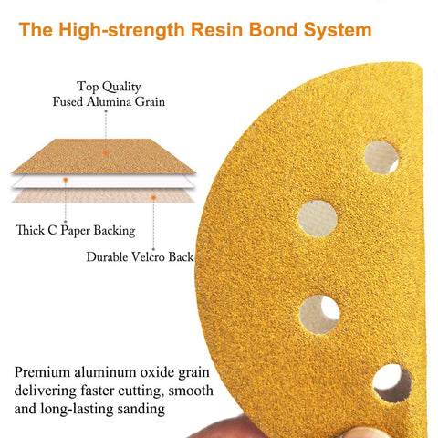 5-Inch 8-Hole Hook and Loop Sanding Discs 120-Grit, 50-Pack