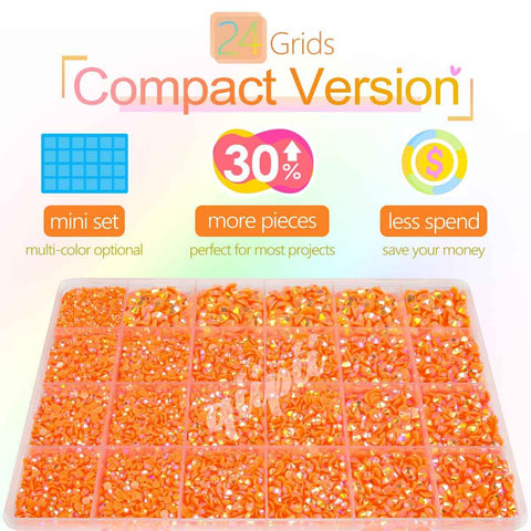qiipii Neon Orange AB Resin Rhinestones w B7000 Jewelry Glue for Bedazzling Crafting SS6-SS30 Orange Red Flatback Jelly Stones Diamonds Gems Charms for Nails Face Eyes Makeup Tumblers Bottles Crafts