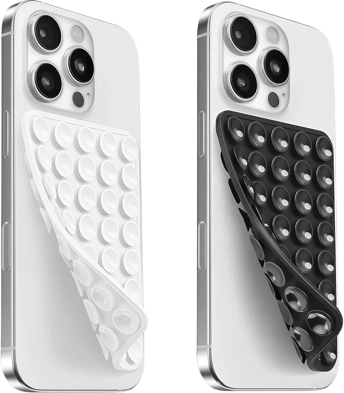(2 Pack) Suction Cup Phone Case Mount Double Sided, White & Classic Black