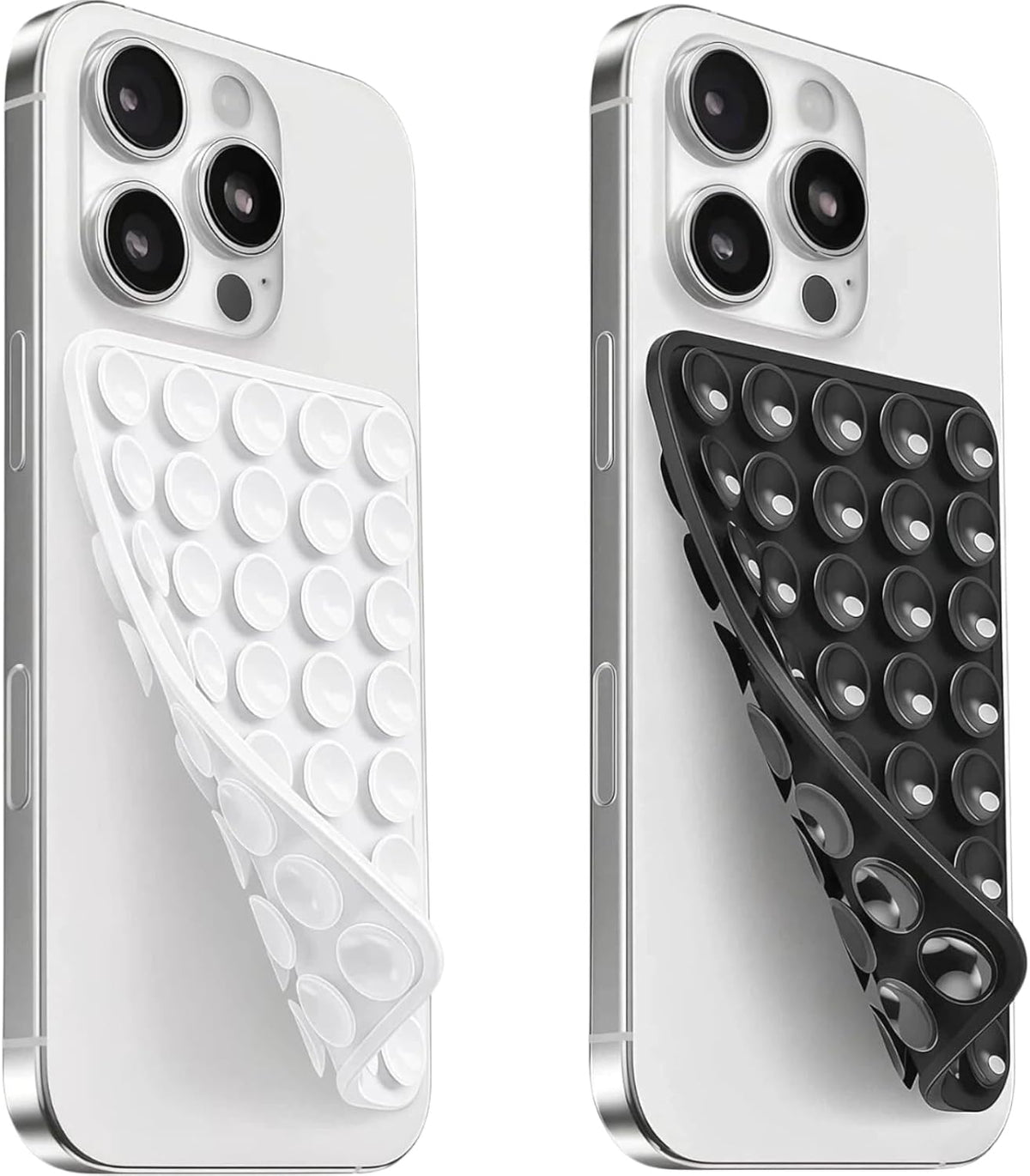 (2 Pack) Suction Cup Phone Case Mount Double Sided, White & Classic Black