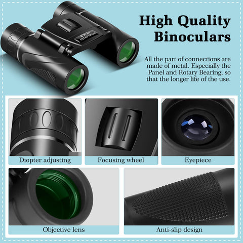WRNRN 8x21 Mini Lightweight Binoculars, Compact Pocket Binocularsfor Adults Kids, Small Protable Binoculars for Bird Watching Travel Opera Theater Sports Scenery