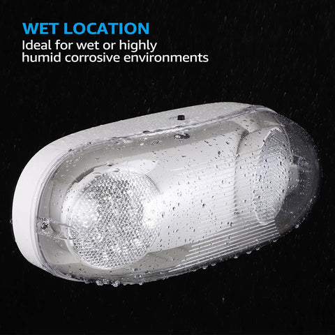 LEONLITE 2-Pack Wet Location LED Emergency Lights IP65 Waterproof White