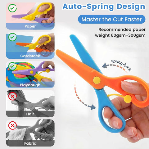 LovesTown Toddler Scissors, 4PCS Adaptive Blunt Tip Training Safety Scissors for Kids, Child Hand-Eye Coordination Development, Early Preschool Development Tools, Stocking Stuffer DIY Craft Projects