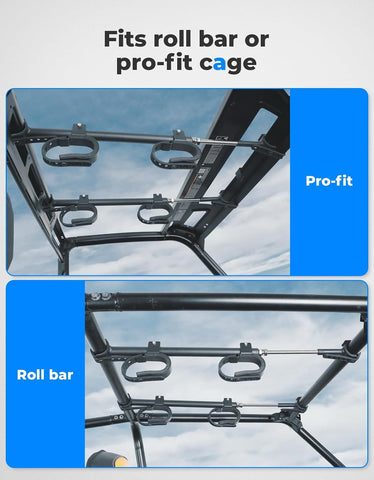 KEMIMOTO UTV Overhead Hunting Tool Holder, Roof Mounted Tool and Bow Rack