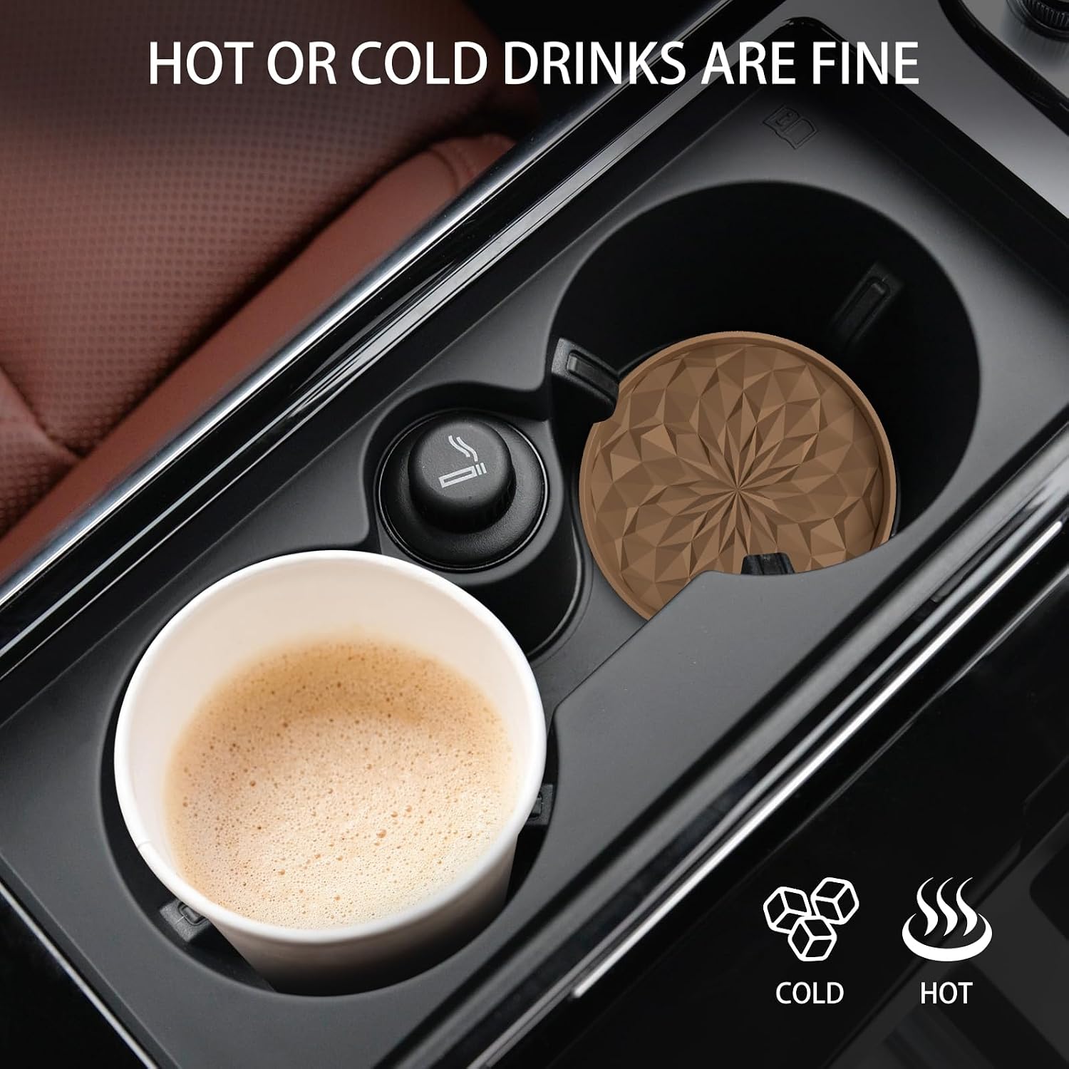 ME.FAN Car Coasters for Cup Holders [4 Pack] - 2.75In Silicone Auto Mug Mats - Universal Non-Slip Recessed Car Interior AccessoriesCoffee
