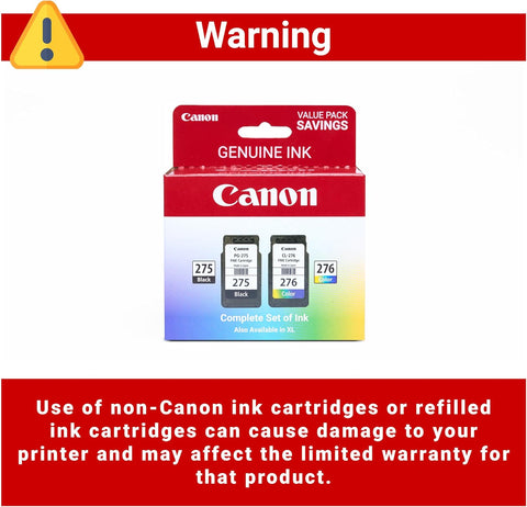 Canon PG-275 / CL-276 Genuine Ink Value Pack (2 Cartridges), Compatible with TS3520/3522/4722/3720/3722, TR4720 (Pack of 12)