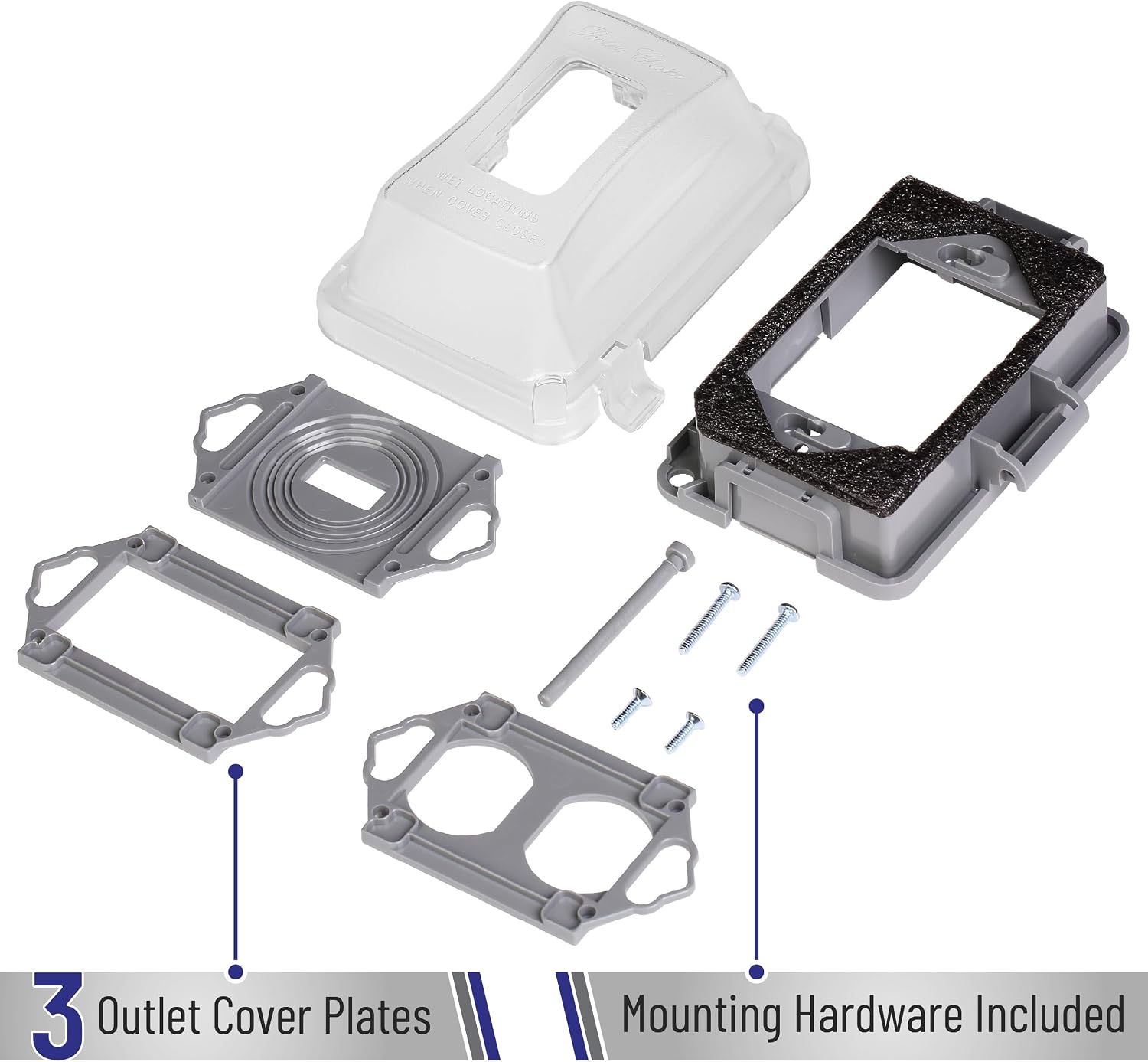 Bates- Weatherproof Electrical Outlet Cover, 1-Gang Outdoor Plug Cover