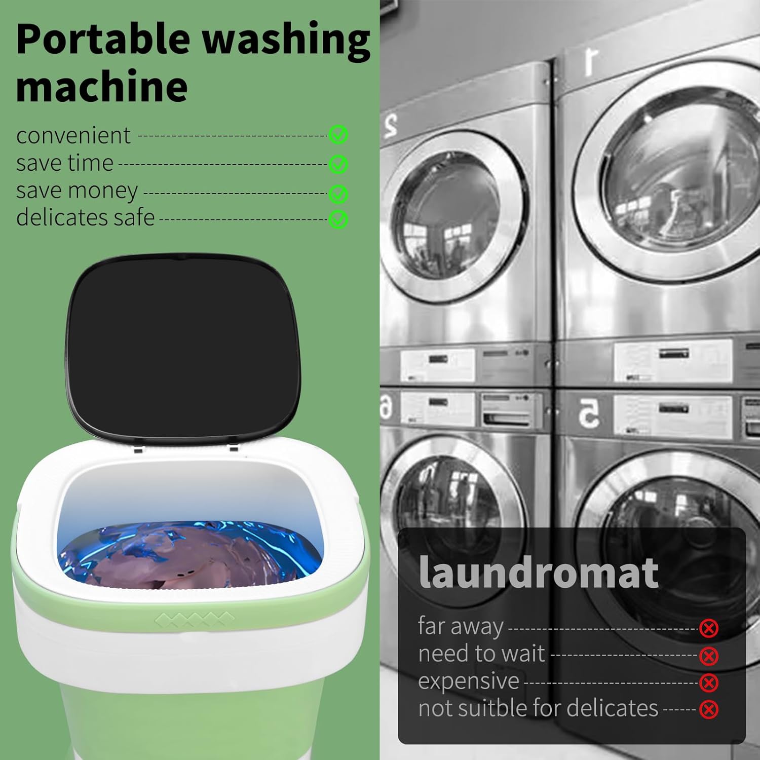 Portable Washing Machine, 20L Upgraded Washer with 3 Smaet Cleaning Modes and Spin Basket Laundry Machine, Ideal Travel