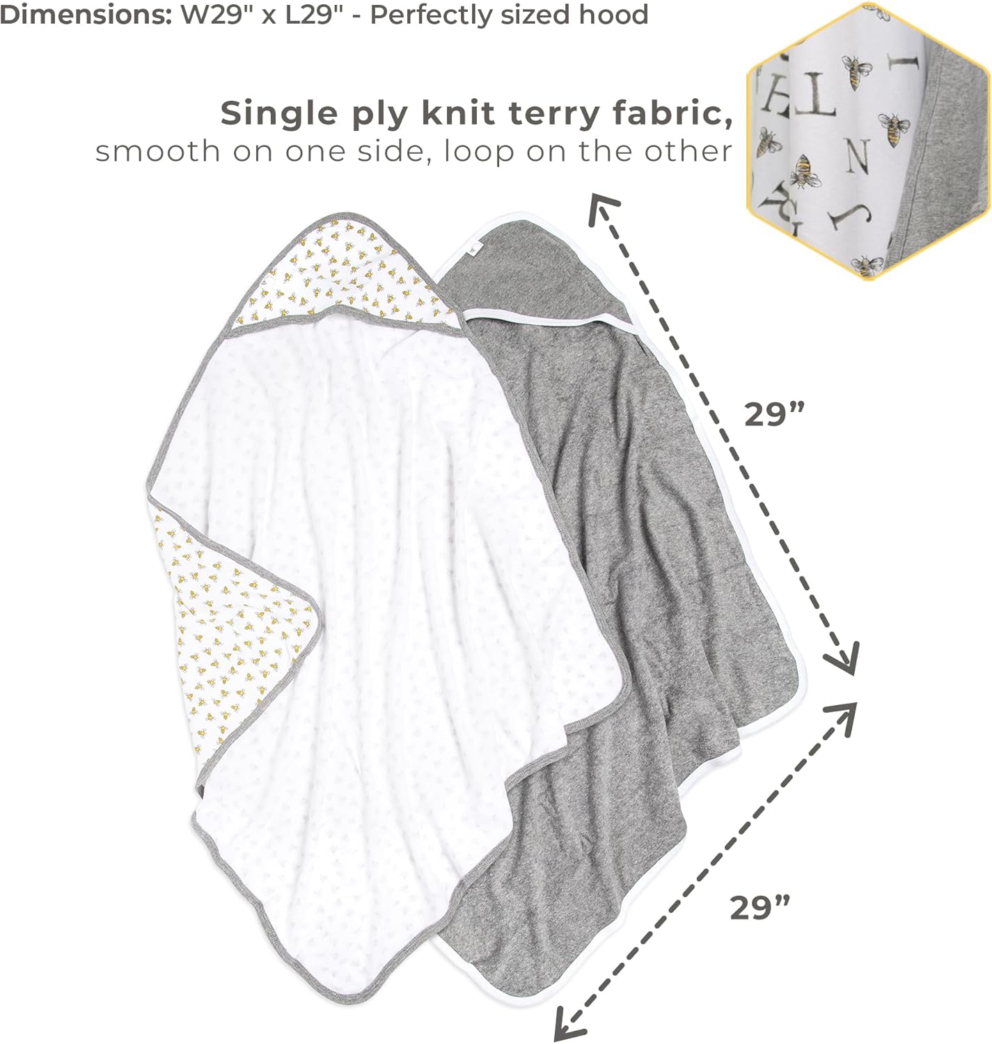 Burt's Bees Baby Infant Hooded Towels, Unisex Bath Essentials, 2-Pack