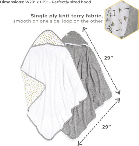 Burt's Bees Baby Infant Hooded Towels, Unisex Bath Essentials, 2-Pack
