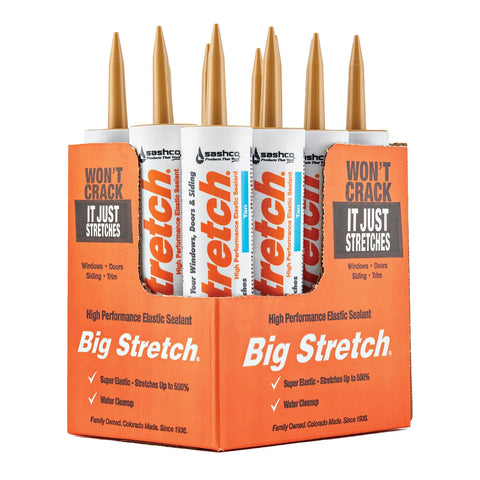 Sashco - BIG-P-TA-12 Big Stretch Acrylic Latex High Performance Caulking Sealant, 10.5 Ounce Cartridge, Tan (Pack of 12)
