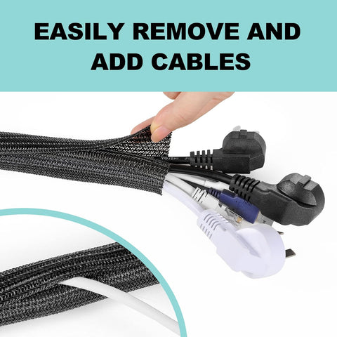 AGPTEK Cable Sleeve, 20ft - 1.2 inch Cable Management Cord Hider, Black
