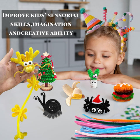 VZF 400PCS Pipe Cleaners Bulk Craft Supplies,Arts Crafts,Arts and Crafts for Kids Ages 8-12,Chenille Stems,School Supplies for Kids,juegos para niños,Halloween Gifts,DIY Decor