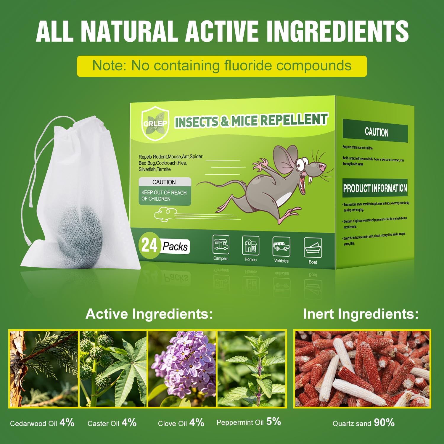 24 Pcs Mouse Repellent Rodent Repeller Natural Peppermint Oil Pest Control