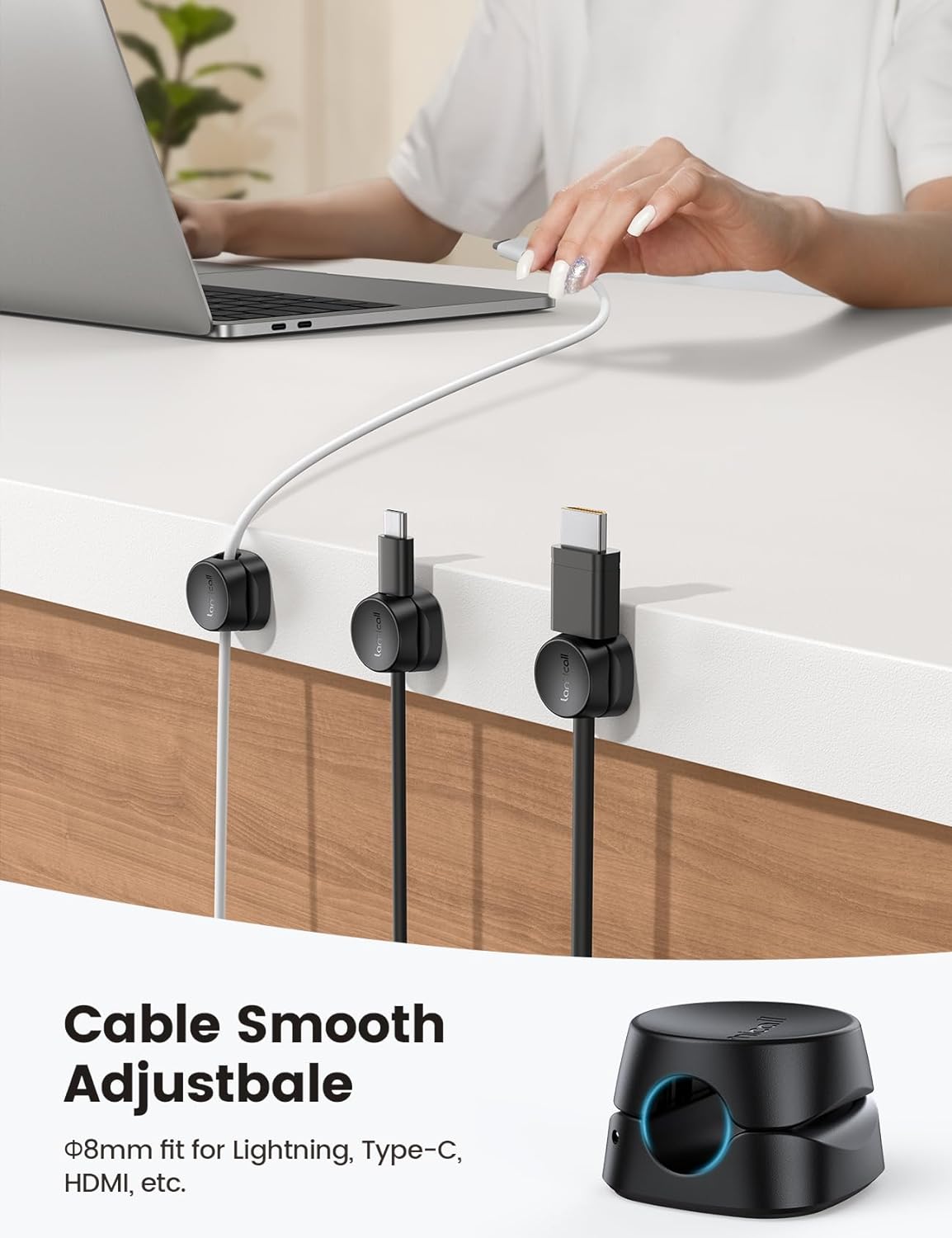 Lamicall 6Pack Cord Organizer, [1s Lock] Spring Cable Holder Clips for Desk