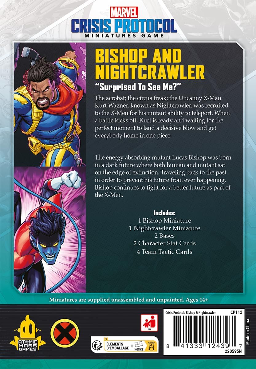 Marvel: Crisis Protocol Bishop & Nightcrawler CHARACTER PACK - X-Men Miniatures with Advanced Abilities! Tabletop Superhero Game, Ages 14+, 2 Players, 90 Minute Playtime, Made by Atomic Mass Games