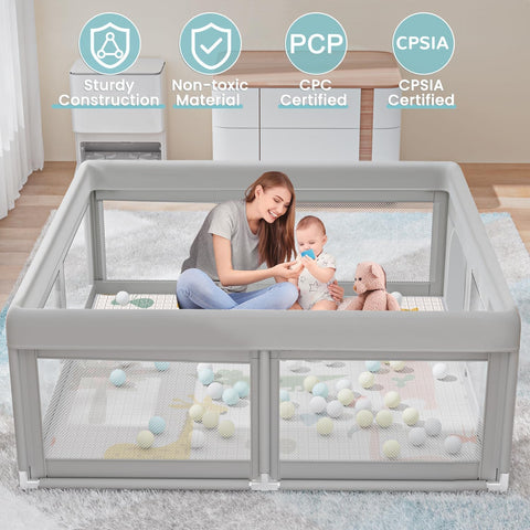 Hiaksedt Baby Playpen with Mat and Ocean Balls 50 x 50 inch