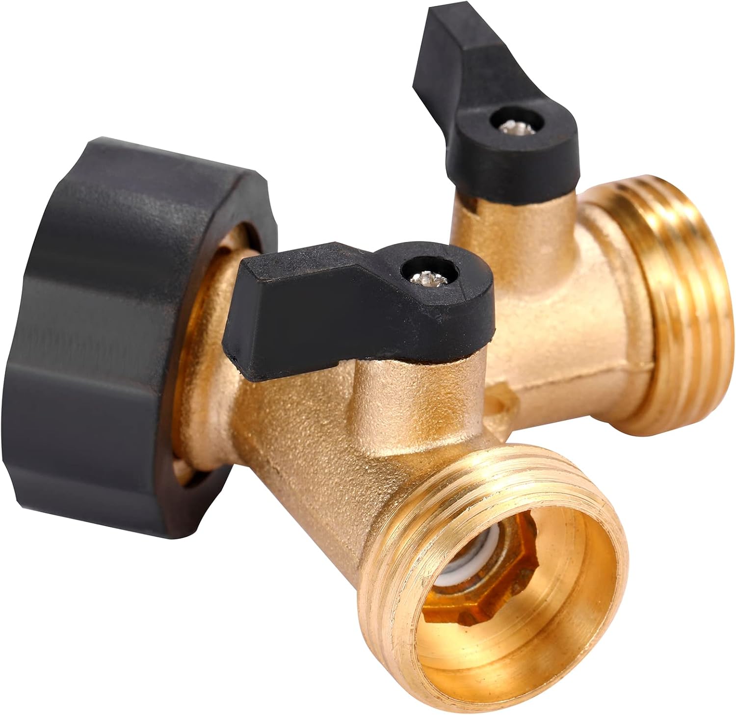 Garden Hose Splitter 2 Way Heavy Duty, Y Connector Brass Garden Hose Adapter, 2 Pack Hose Bib Splitter with 4 Extra Rubber Washers