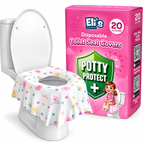 Eli with Love 20 Pack Extra Large Disposable Toilet Seat Cover (Floral) – Toddler Toilet Covers For Full Coverage On Toilet or Potty – Ideal Travel Toilet Seat Covers For Kids and Adults