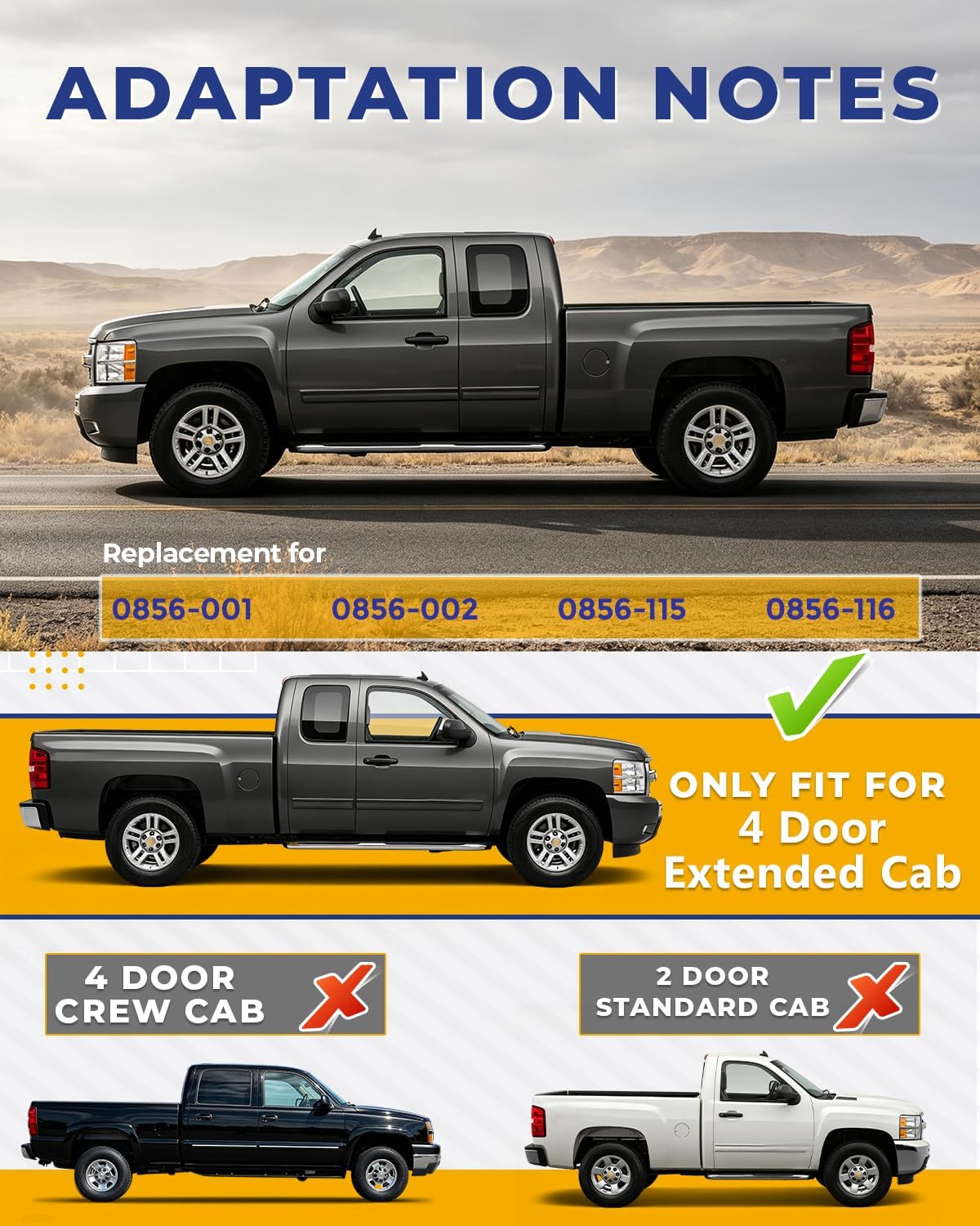 ECOTRIC Rocker Panels Cab Corners Compatible with 1999-2007 Chevy GMC