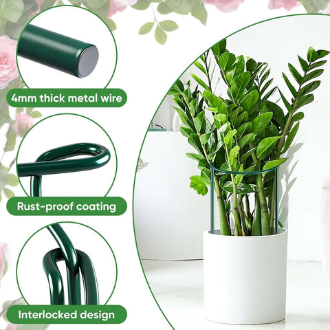 12 Pack 32 or 16 inch Adjustable Plant Support Stakes, Heavy-Duty Half Round Peony Support, Garden Plant Stakes Cage for Outdoor Plants, Peony, Tomato, Hydrangea, (16In Support +16In Extension Tubes)