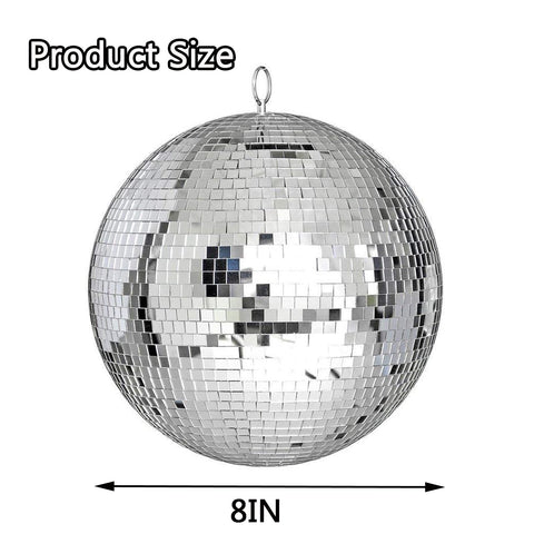 Alytimes Mirror Disco Ball - 8-Inch Cool and Fun Silver Hanging Party Disco Ball –Big Party Decorations, Party Design