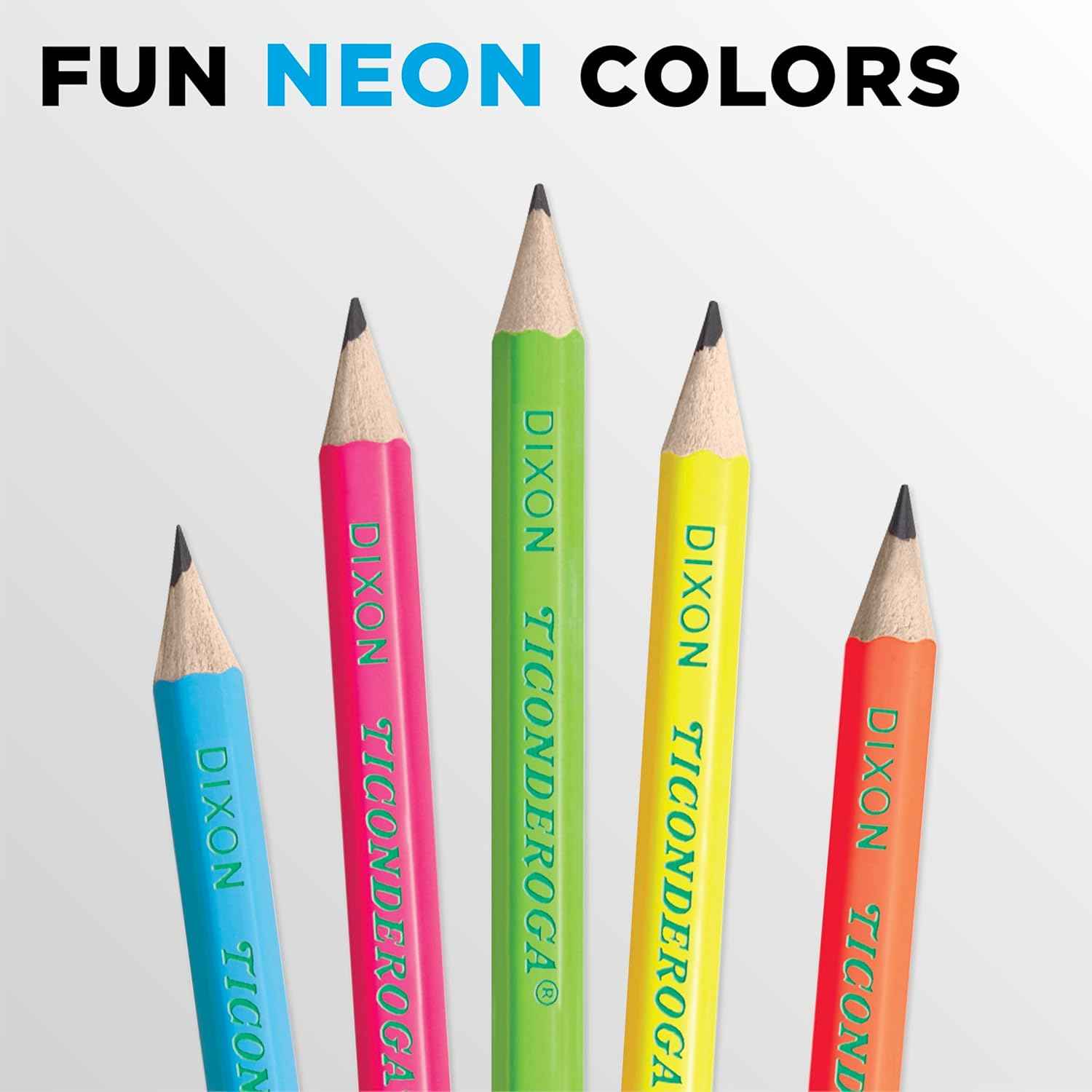 Ticonderoga Neon Pencils, #2 Pre-Sharpened Wood Pencils with Erasers, 18-Count, 13018 (Pack of 6, 108 Count Total)