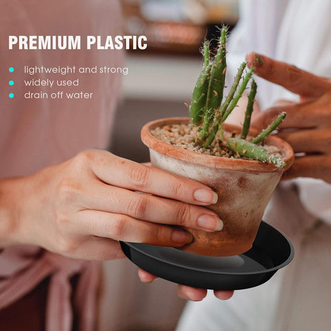 6 Pack Plant Saucer 4 6 8 10 12 14 16 18 20 22 Inch Plastic Plant Tray, Sturdy and Durable Flower Pot Container Accessories Plant Pot Saucers for Indoor and Outdoor (10 Inch, Black)