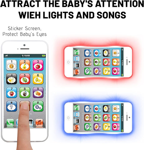 Wolmund Toy Learning Play Cell Phone with 8 Functions and Dazzling Lights Interactive Toy for Toddler Baby Kids Boys Girls