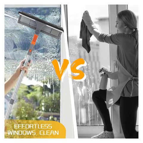 Lajunven Window Squeegee Cleaner Kit,3 in 1 Cleaning Kit with Extension Pole and Cobweb Duster,62‘’ Telescopic Window Washing Equipment with Bendable Head,Window Squeegee Professional for High Window