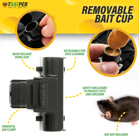 Tratper Rat and Chipmunk Traps. Prevents Accidental Triggering with Dual Tunneled Design. Covered Snap Traps for Humane Kill, Reusable, Pest Control for Rats, Indoor & Outdoor Use. 4 Pack