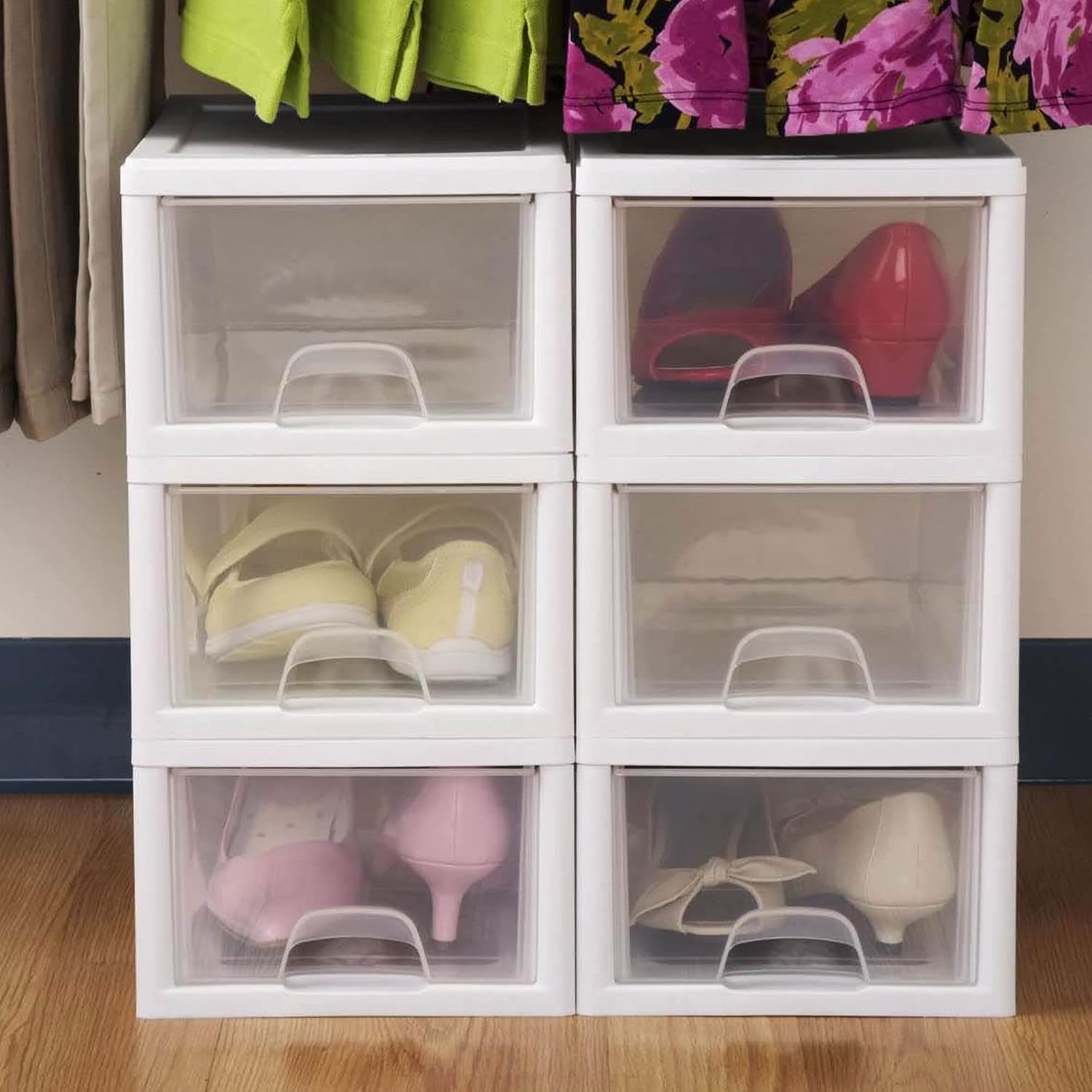 Sterilite Stacking Drawer Storage Organizer for Clothes, 6 Quart, 12-Pack