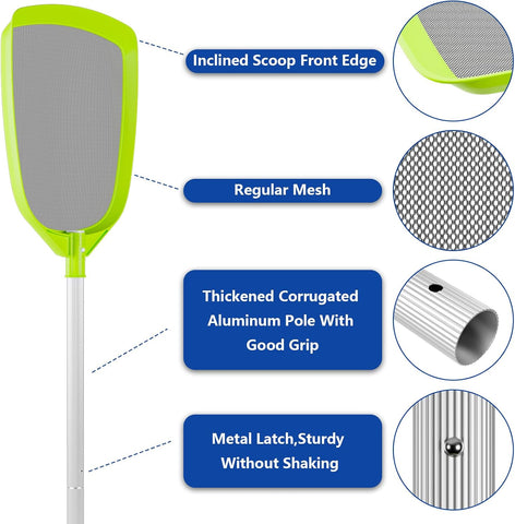 Sepetrel Pool Skimmer Net- Total Length 72 inches Rake with Pole,Accessories for Cleaning Inground/Above Ground Swimming Pool, Pond,Spa and Hot Tub Leaf Debris