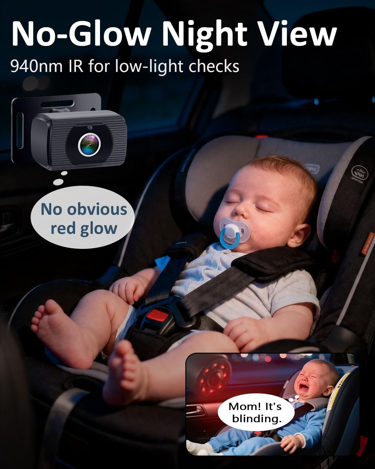 2-Kids Baby Car Camera for Seat: 6.9 Inch Ultrawide Display with 2 Cameras