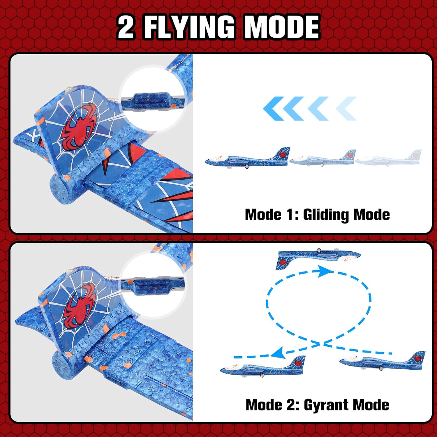 Fuwidvia 3 Pack Airplane Launcher Toys, 13.2'' Spider LED Foam Glider